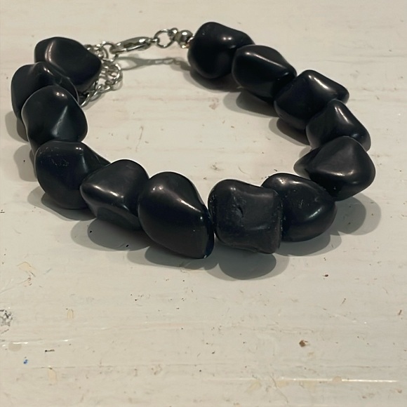 8” polished black onyx bracelet with lobster clasp - Picture 1 of 12